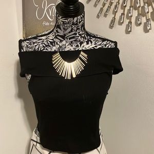 Zara off the shoulder ribbed black crop top